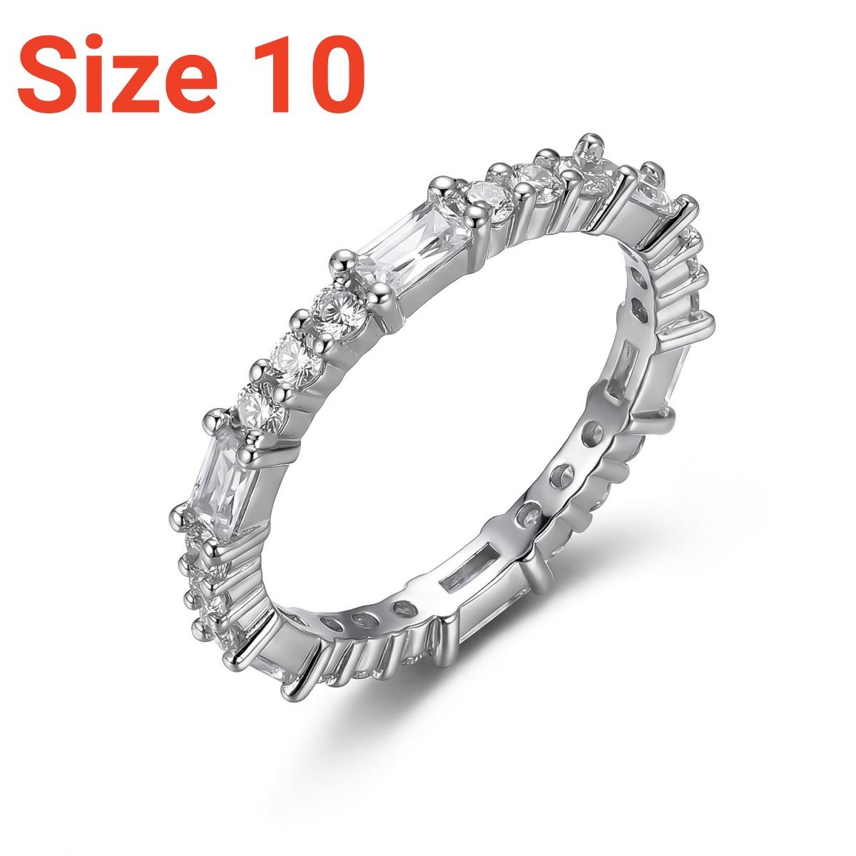 

Simple Single Row Inlaid Square Round Cubic Zircon Finger Rings For Women Men Exquisite Geometric Wedding Bands Rings Zircon