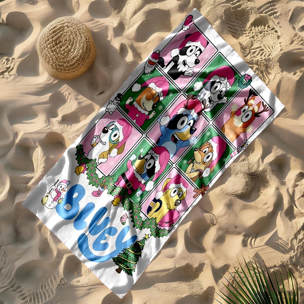 Bluey concert party soft beach towel Comfortable erfect for Travel Beach Swimming Vibrant Pattern Wedding Party Gift