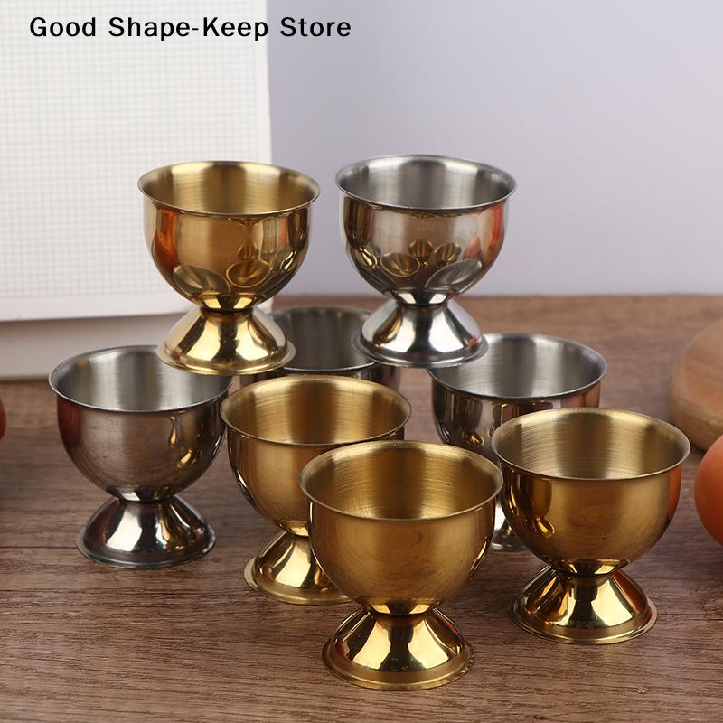 4Pcs Stainless Steel Boiled Egg Cups Stand Rack Eggs Holder Egg Cups Set Handy Egg Holder Kitchen Breakfast Cooking Tool