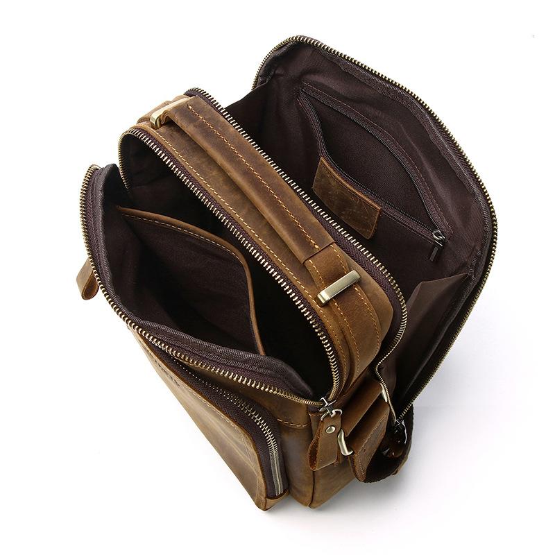 Men's Genuine Leather Single-shoulder Bag, Cowhide Men's Bag, Large-capacity Retro Crossbody Bag