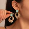 Vintage Sparkling Acrylic Diamond Flower Geometric Silver Needle Stud Earrings
