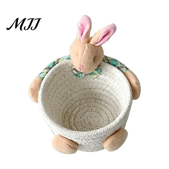 Weicher Stoff-Aufbewahrungsbehälter Schreibtischkorb, Cartoon Plüschbär und Kaninchen Seil Mini für Lippenstiftform, Gewebter Organizer Kleinteile Schmuck