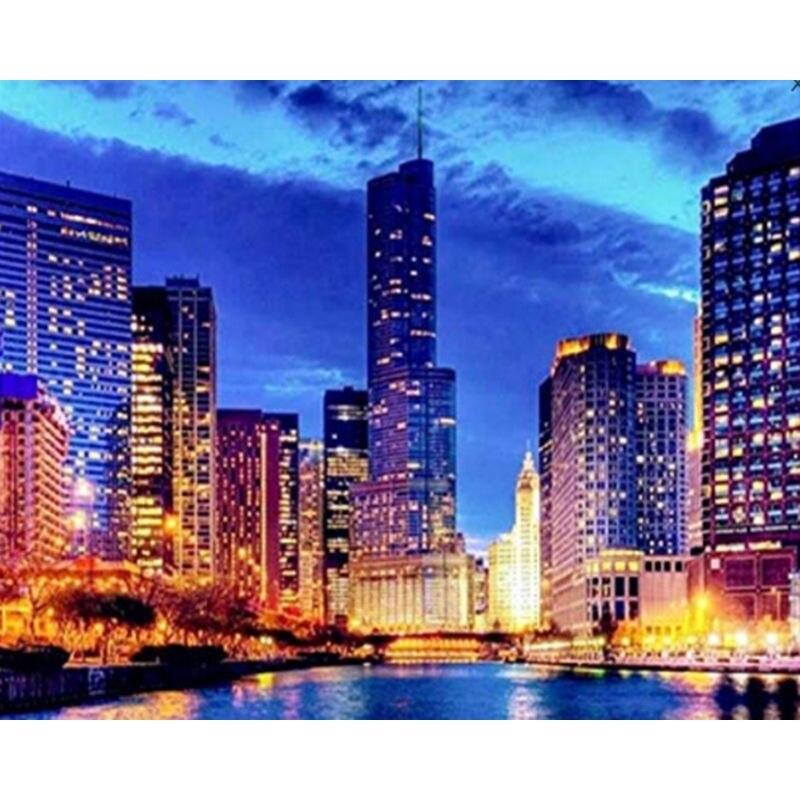 5D Diamond Embroidery City Landscape Full Drill Diamond Painting Cross Stitch  Mosaic Home Decoration