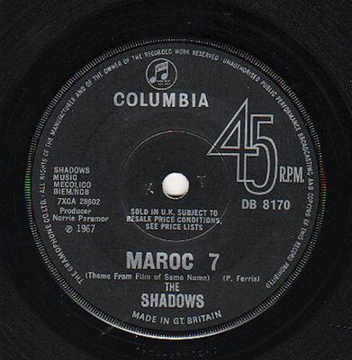 7inch Record SHADOWS  Maroc 7  Bombay Duck DB8170 Columbia 1967 UK Rock Used