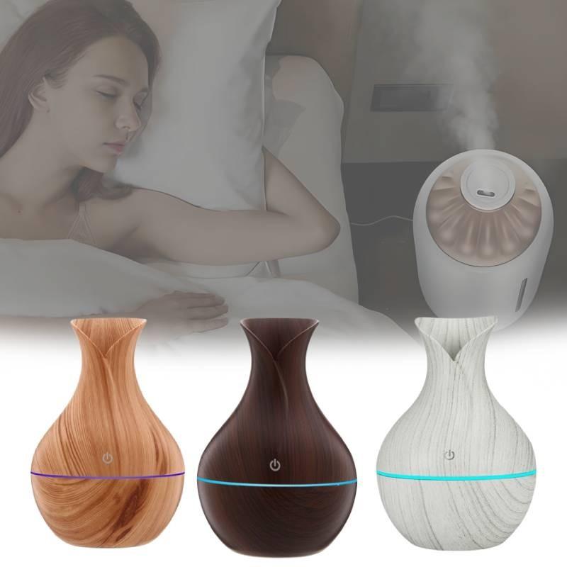 Vase Humidifier Shaped With Wooden Pattern Light Wood Ultrasonic Purifier Air