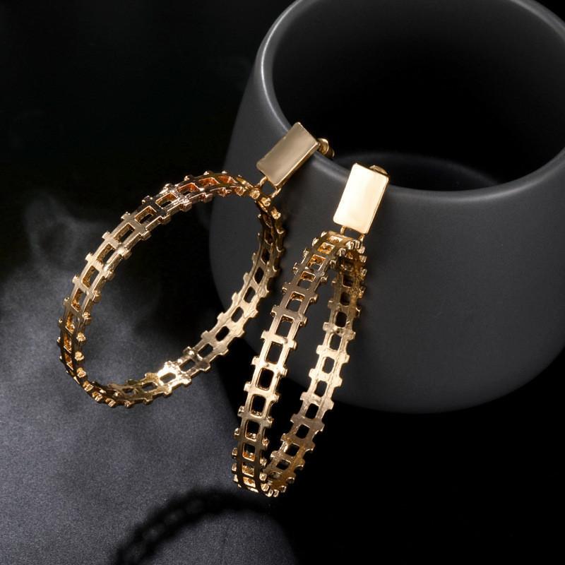 Plated Gold Stylish Geometric Earrings Trendy Street Style Jewelry Musthave