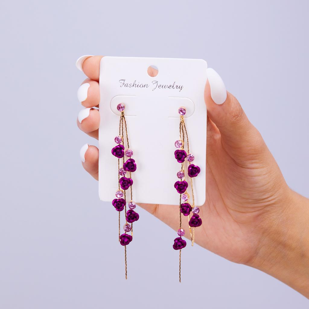 Trend Retro Zircon Rose Earrings Delicate Temperament Women's Earrings Party Festive Wwedding Party Jewelry