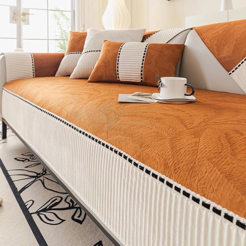 Light Luxury High-End Sofa Cushion Chenier New Four-Season Universal Fixed Non-Slip Sofa Seat Cushion Leather Sofa
