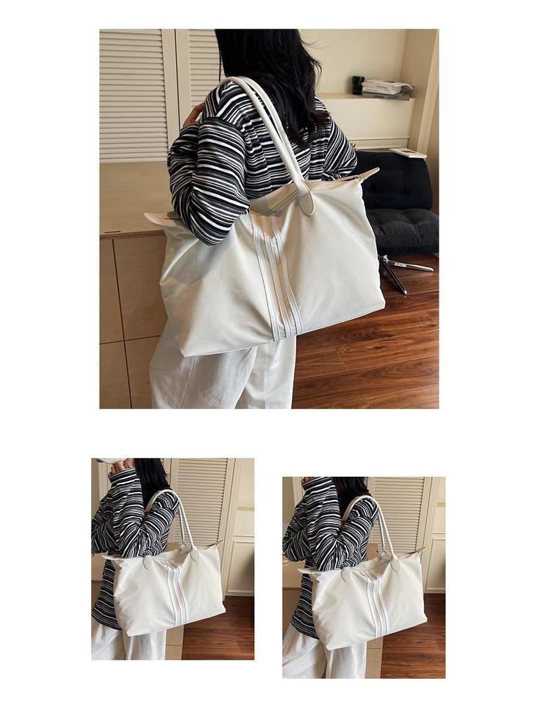 2025 Women's Sporty Korean Striped Minimalist Tote Bag - Large Capacity, Versatile for Travel & Casual Use