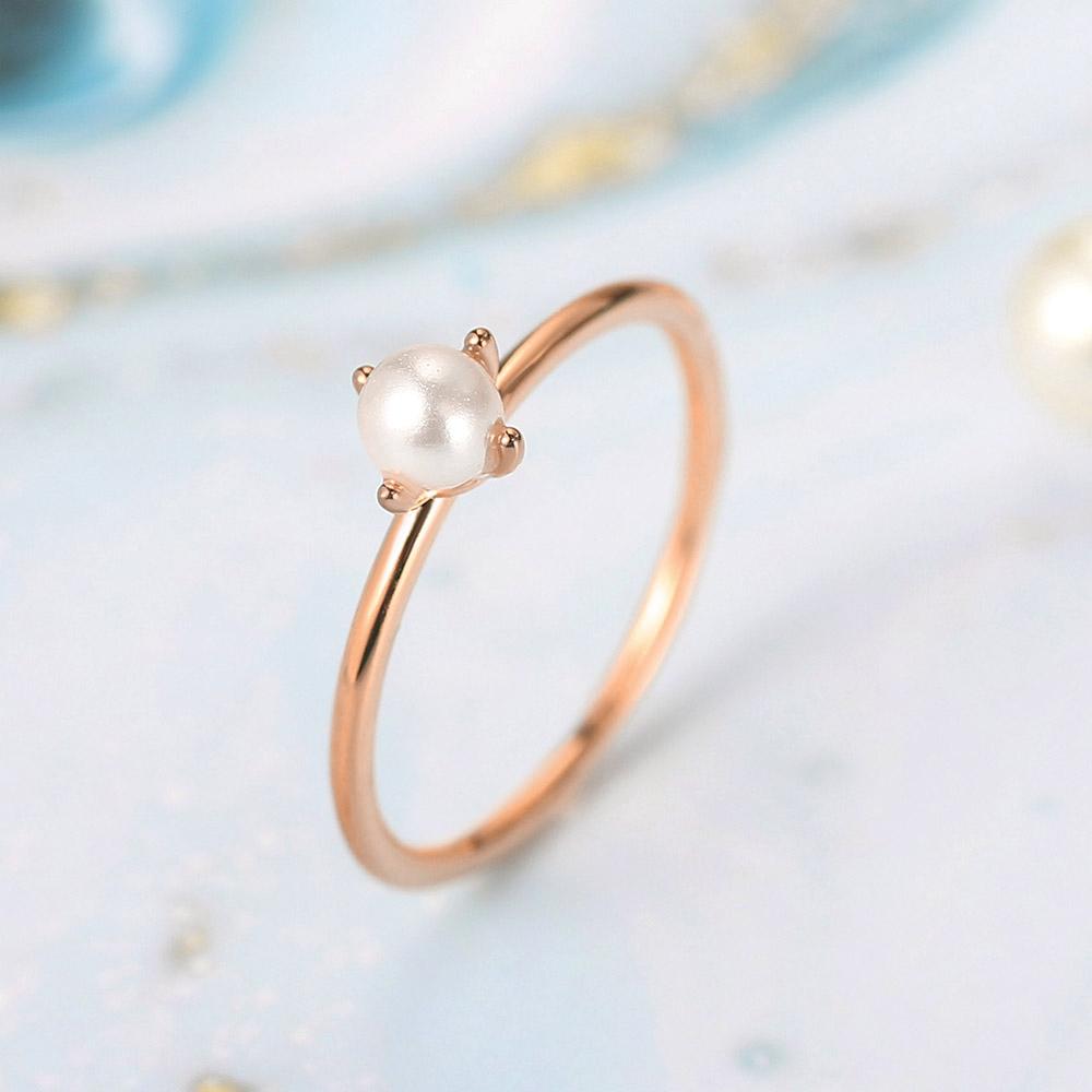 

ZHOUYANG Ring For Women Delicate Mini Pearl Thin Ring Minimalist basic Style Light Yellow Gold Color Fashion Jewelry KBR010 10
