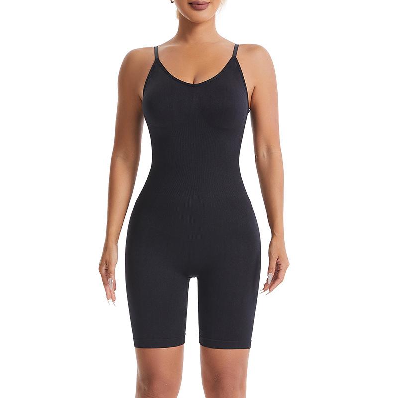 Adjustable Strap Full Body Shaper Bodysuit with Built-in Bra for Women Tummy Control S чёрный