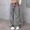 Pantaloni Casual da Donna 2026 a Vita Alta Gamba Dritta Monocolore Jeans Versatili