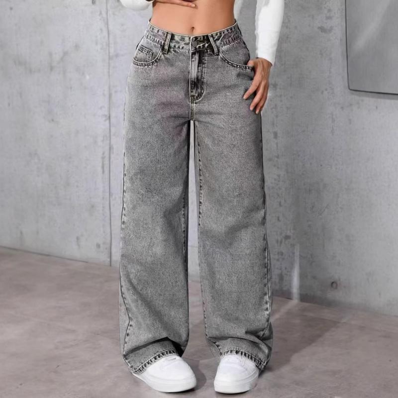 Pantaloni Casual da Donna 2026 a Vita Alta Gamba Dritta Monocolore Jeans Versatili