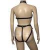 Womens PU Leather Strappy Body Harness Teddies Cupless Jockstrap Halter Neck Bodysuit Fetish Costume LingerieGood Product