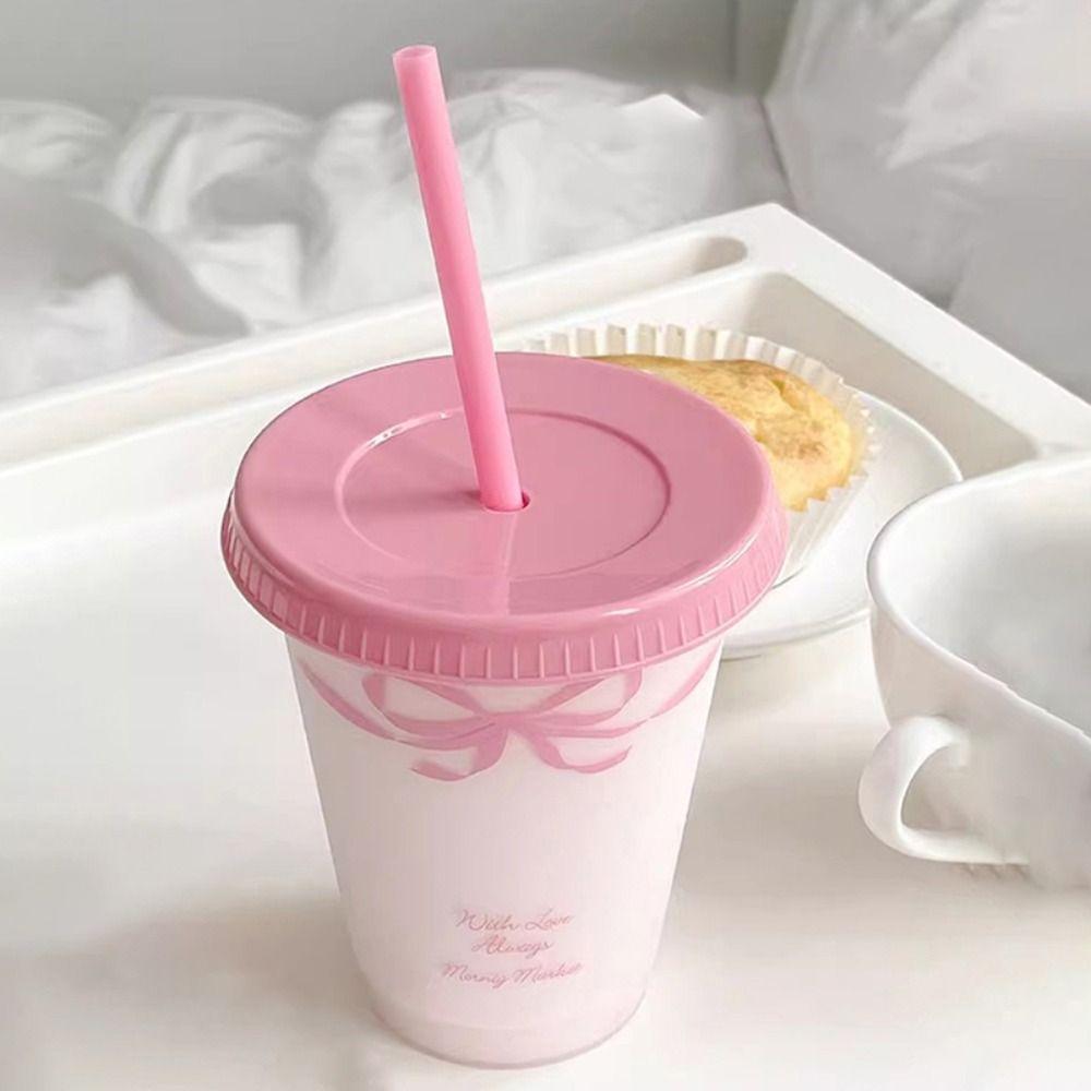 470/700ml Water Bottle with Lid Drinking Bottles Kawaii Straw Cup Juice