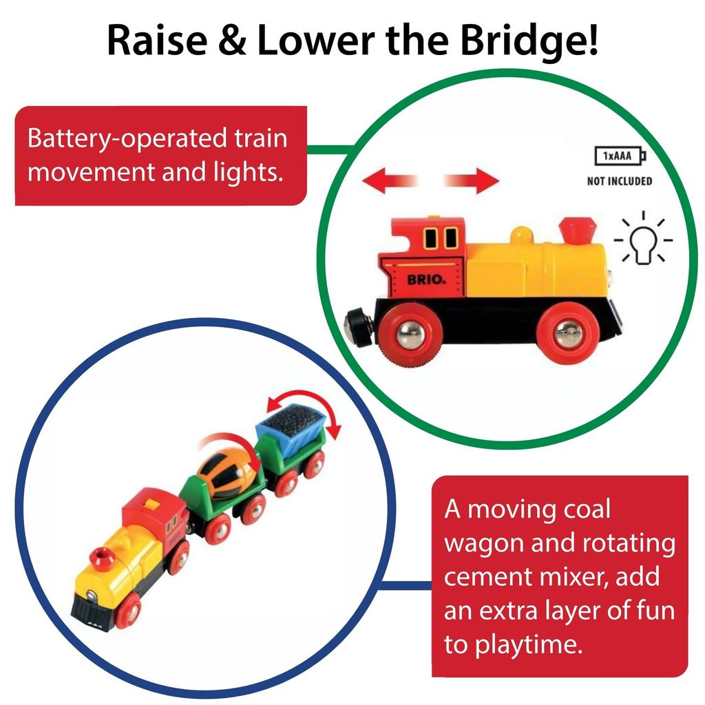 BRIO Wooden Railway Educational Toy Battery-Powered Action Train (Ages 3+) 33319 Birthday, Christmas, Gift, Indoor Play, Boys