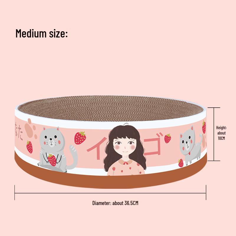 Pat rotund mare din carton ondulat pentru pisici și placă de zgâriat - Rezistent la uzură și fără scame pentru toate anotimpurile