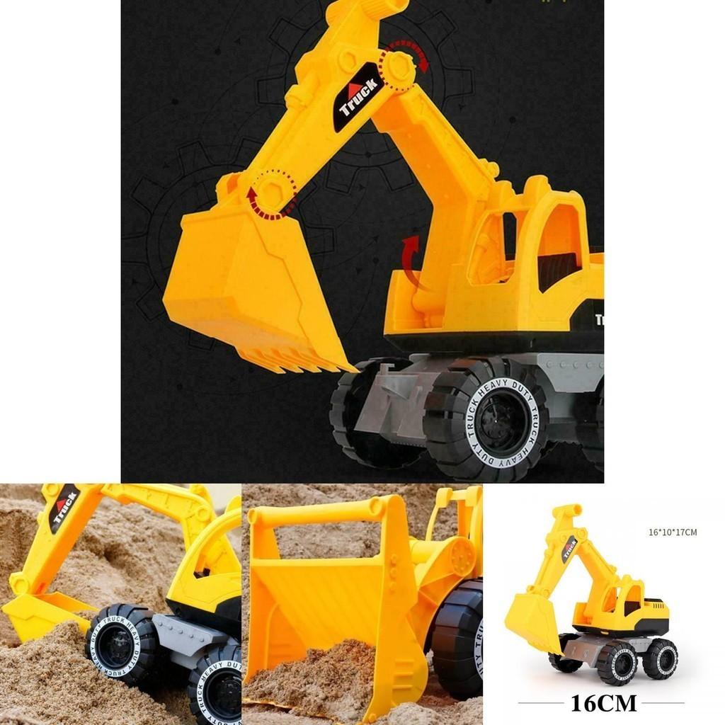 Bright Yellow Engineering Construction Truck Excavator Digger Vehicle Car Toy For Kids