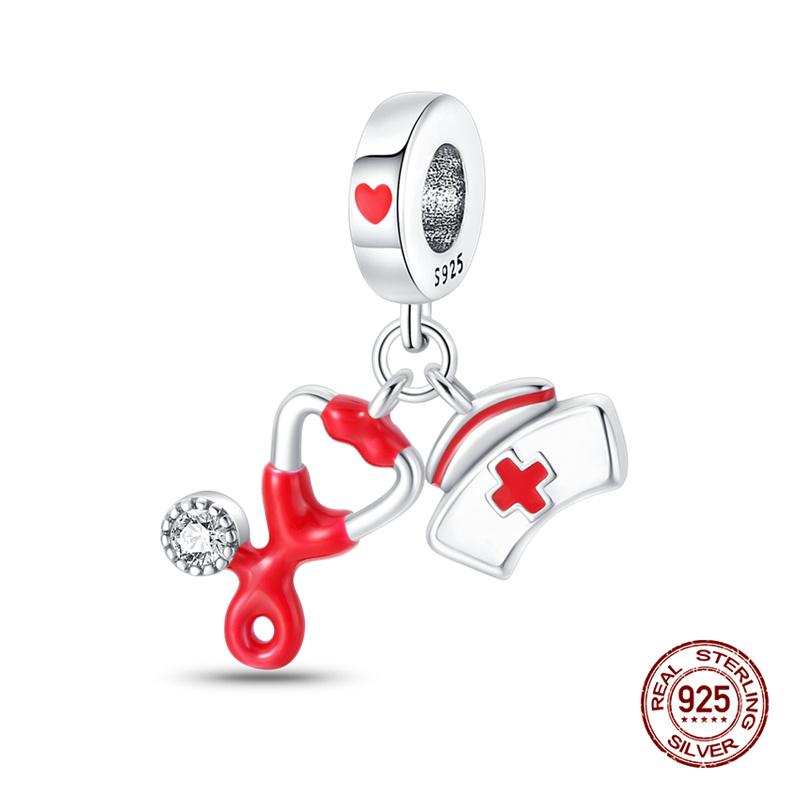 New In Medical Care Series-Medical Box Heart Charms Beads Fit 3Mm Original Bracelet Women Copper Fine Charms Jewelry Gifts