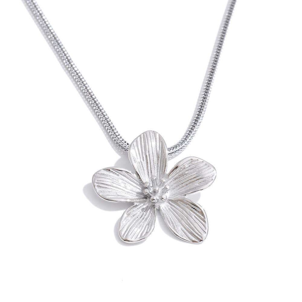 

Yhpup Trending Stainless Steel Flower Necklace Pendant Hypoallergenic Metal Hot Style Attractive Jewelry Accessories Waterproof