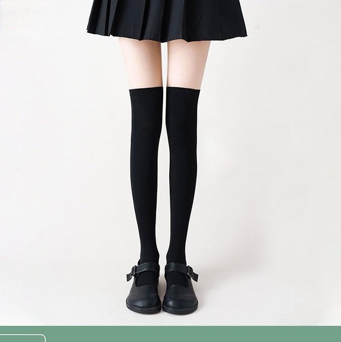 

Girl s Two-Tone White Black Sheer Tights Stockings Japanese Fake Calf Socks for JK Lolita Gothic Soft Casual Thigh High Tights One Size