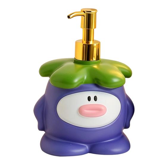 450ML Cartoon Mangosteen Soap Dispenser, Refillable Liquid Hand Soap Shower Gel Container, Bathroom Empty Pump Lotion Bottle