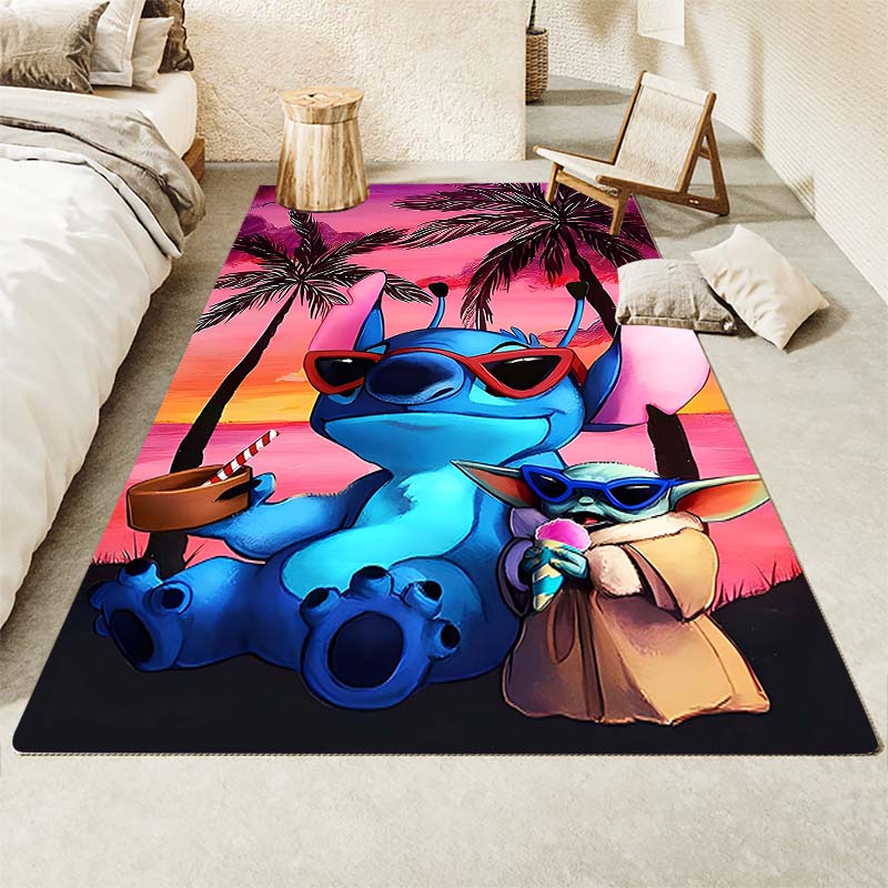 

Stitch cartoon pattern rug, digital printing technology, simple housewarming gift, handmade, non-slip decorative rug 60x90cm