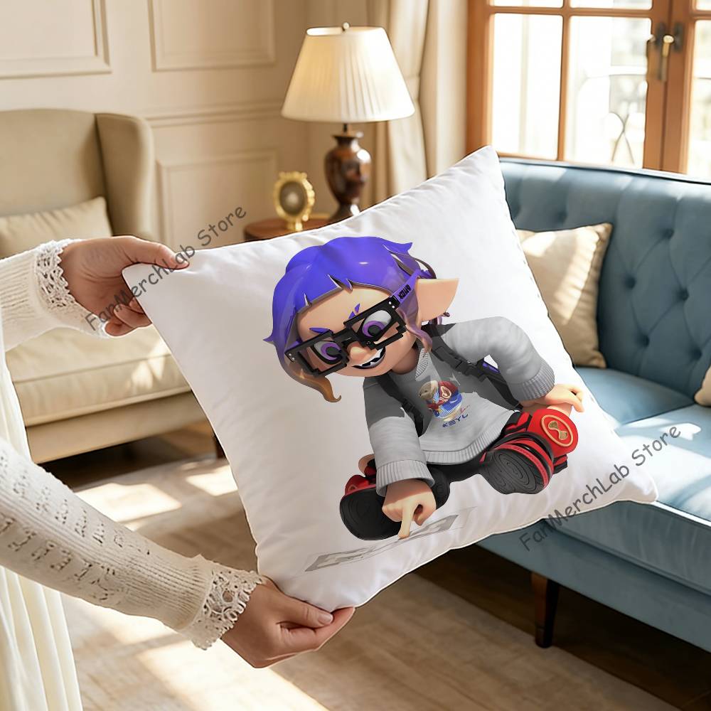 Game SSplatoonS Cartoon Printed Pillow Cover Cushion Case Simple Sofa Pillow Case No Pillow Core