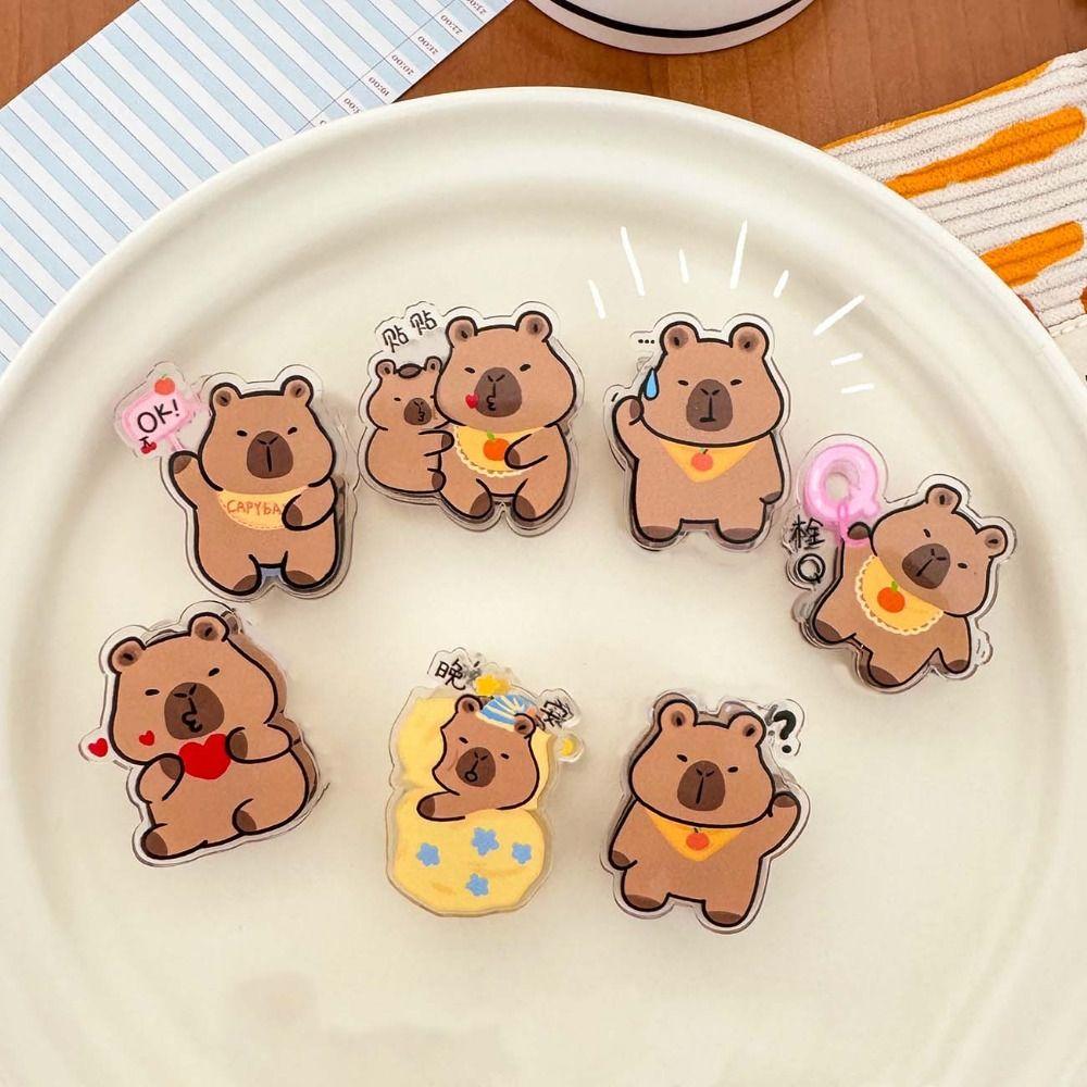 

Letter Capybara Brooch Flower Animal Badge Kawaii Cartoon Acrylic Pin Backpack Decor