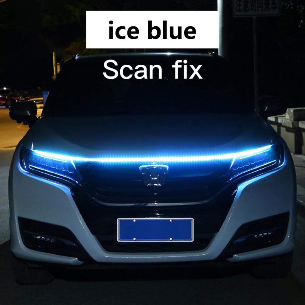 RXZ LED Daytime Running Light Scan Starting Car Hood Decorative Lights DRL Auto Engine Hood Guide Decorative Ambient Lamp 12V
