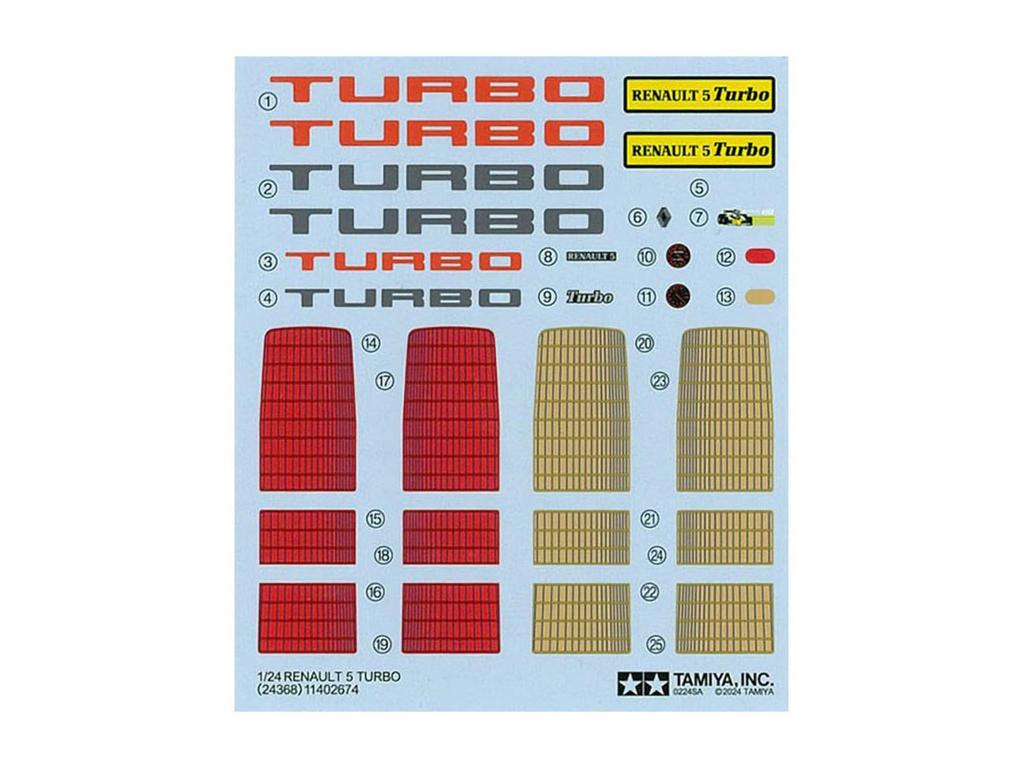 Tamiya 1/24 Sports Car Series No. 368 Renault 5 Turbo Plastic Model 24368 (Automobile)