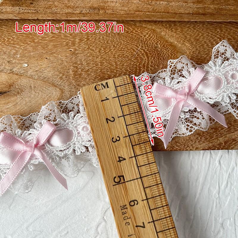 1m Bow Lace DIY Material Trim Ribbon Clothing Accessories Sewing Edges Applique Collar Neckline Edge 3.8cm Wide