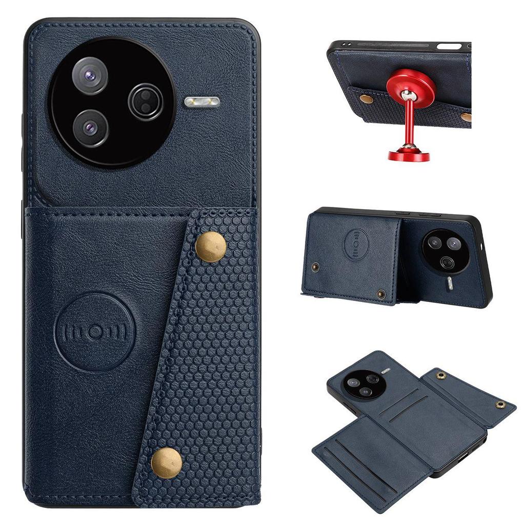 Vintage Leather Card Holder Phone Case for Xiaomi Poco F7 Pro,F7 Ultra Card Pockets Dual Snap Buttons Flip Wallet Shell