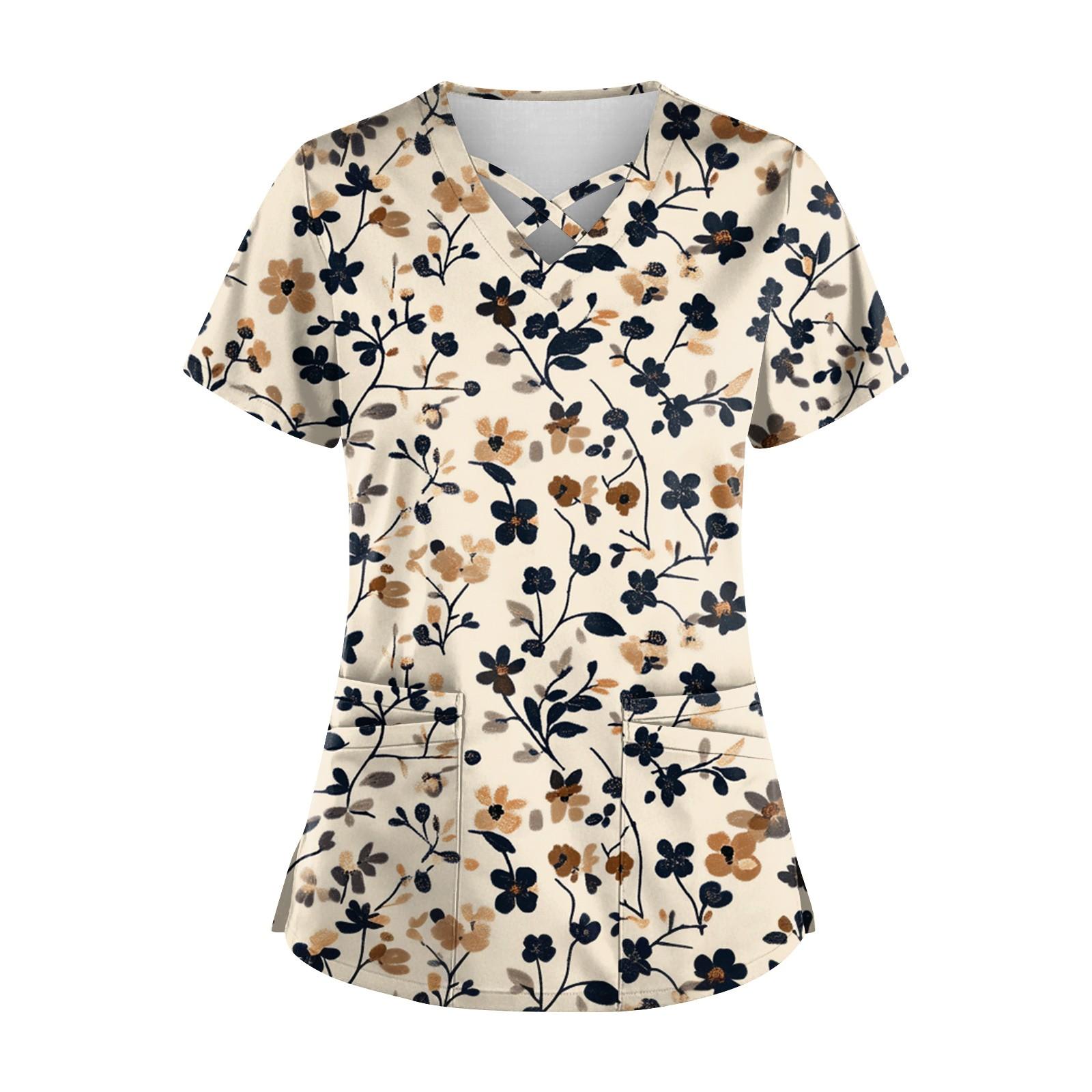 

Женский топ с коротким рукавом и V-образным вырезом, принтом и карманом Dry-nurse XL