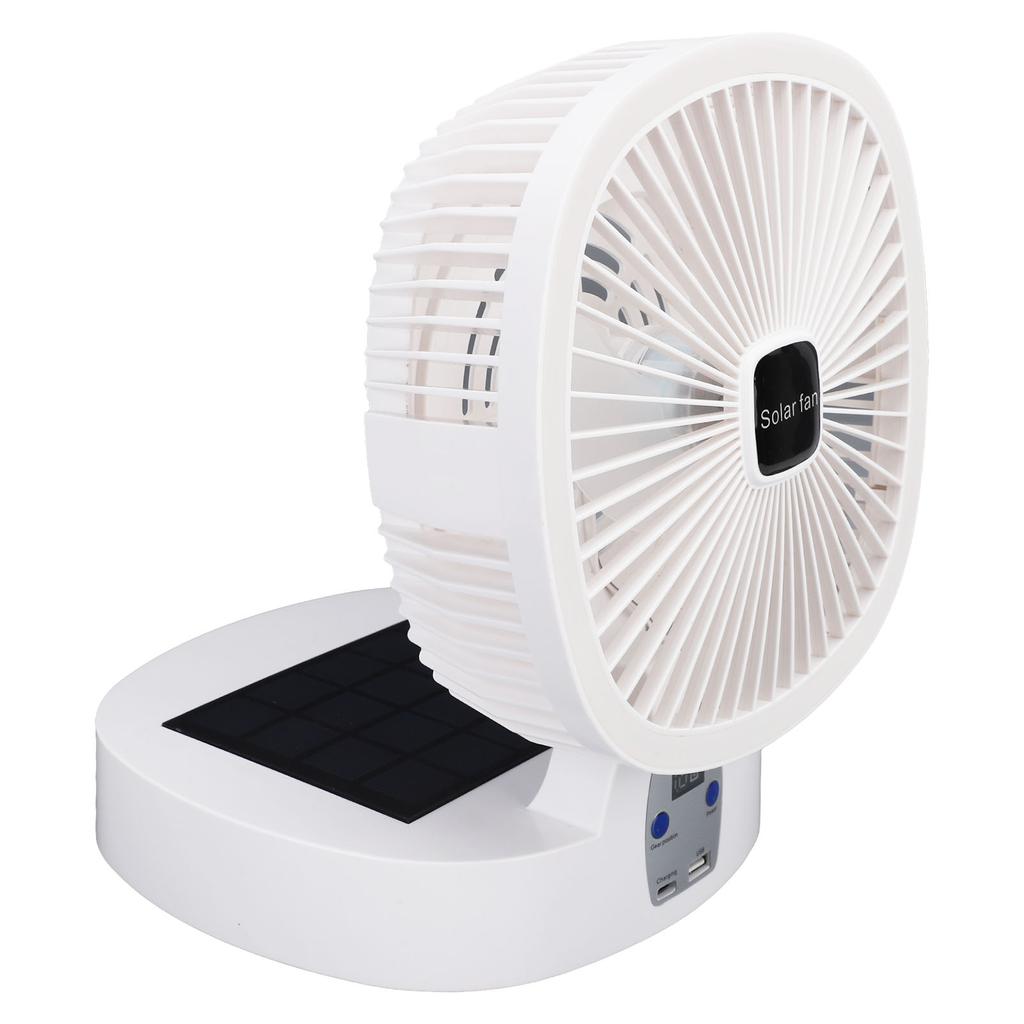 Foldable Desk Fan with Solar Panel Rechargeable Battery Operated Portable LED Night Light Standing