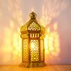 Decorative Candle Lanterns Moroccans Lanterns Retro Golden Metal Lanterns Candle Holders for Home patios Outdoor Decors