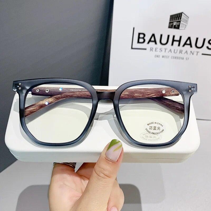Fashion Wood Grain Anti-blue Light Reading Glasses Retro Large Frame Presbyopia Eyeglasses For Women Men Diopter 0 +1.0 To +4.0