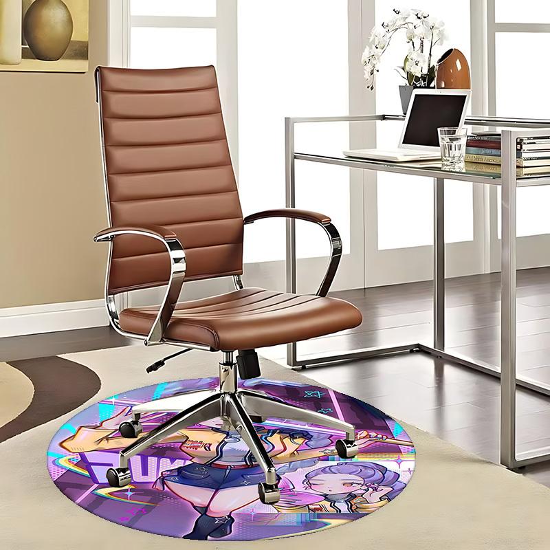 1pc Rerrumi Anime Design Round Carpet - Office Chair Mat, Non-Slip Rug for Home Decor, Living Room, Bedroom, Game Room