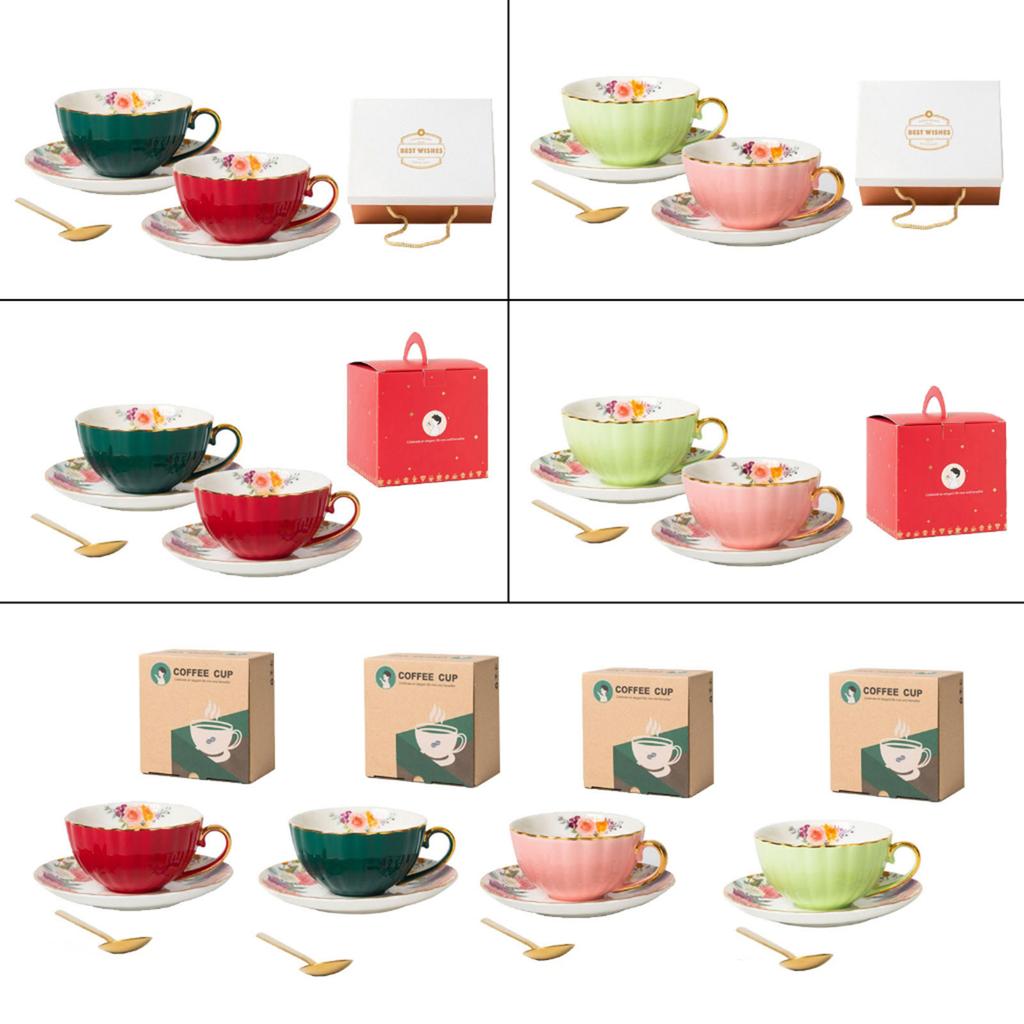 Luxusní keramická sada kávových šálků Šik evropská lehká luxusní keramická sada šálku a podšálku na snídani a čajový dýchánek