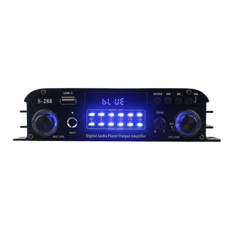 S-288 Bluetooth USB Audio Power Amplifier Car 4.0 Channel Audio Speaker Home Cinema HiFi Stereo Amplifier 17.6X10X4CM