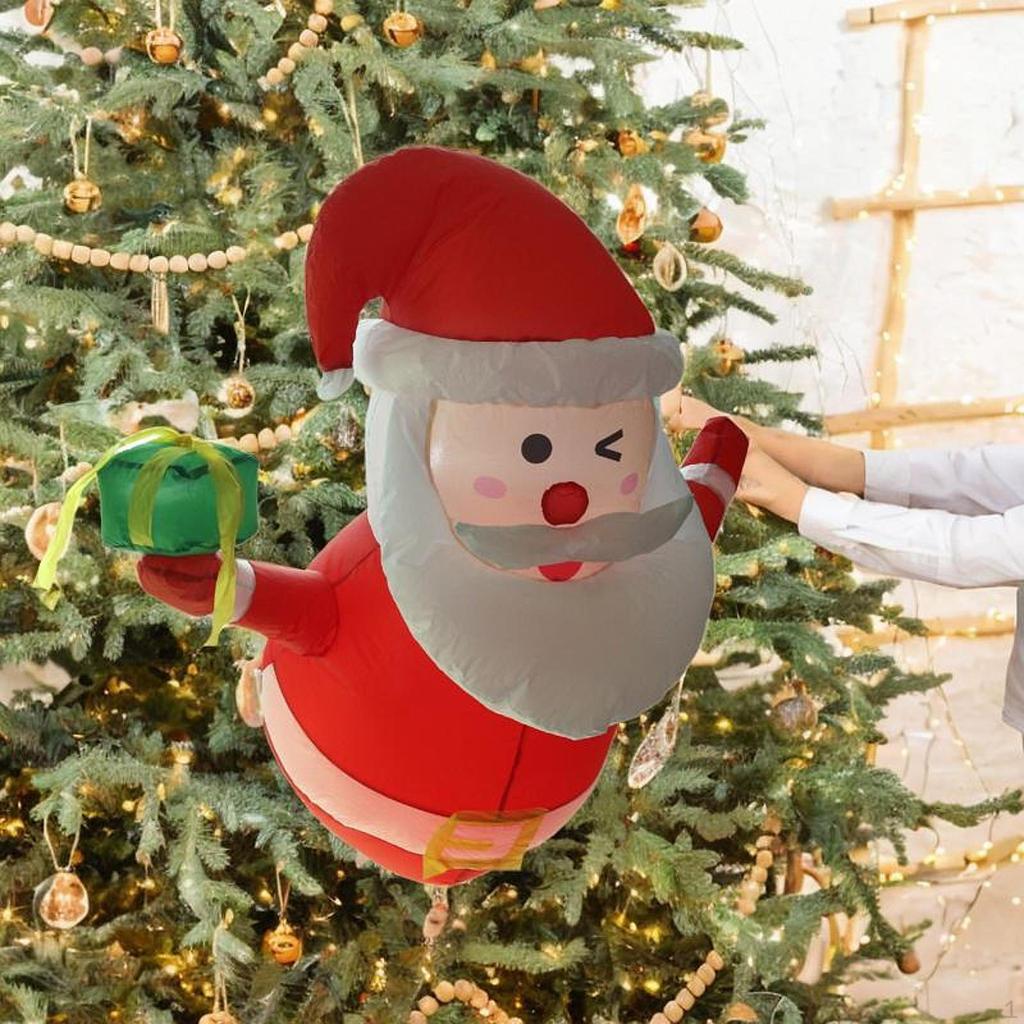 3.5 ft Inflatable Santa Claus with LED Lights Gift Cute Figures Ornament Christmas