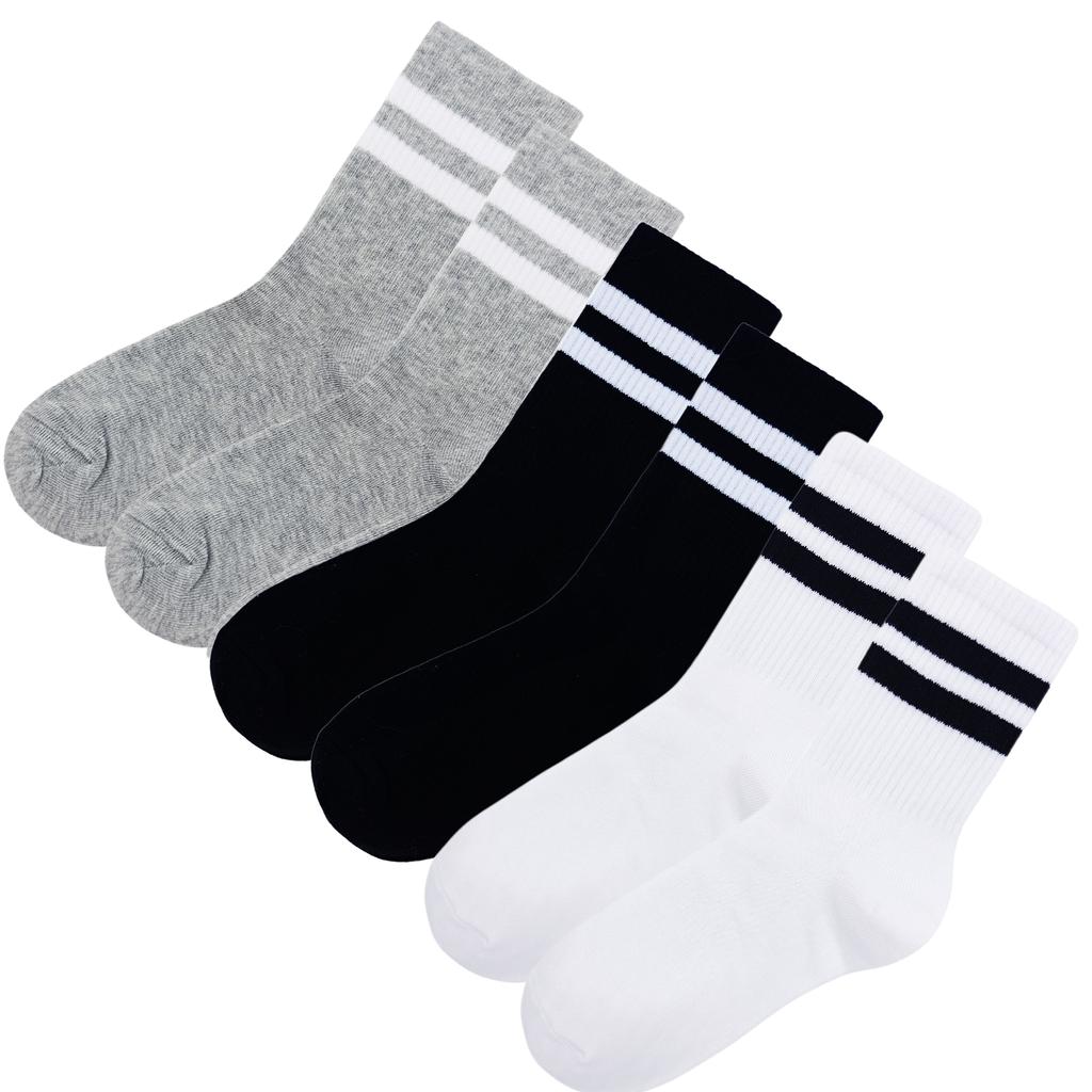 Striped versatile sweat-absorbent, breathable and deodorant sports mid-calf socks for men and women for summer