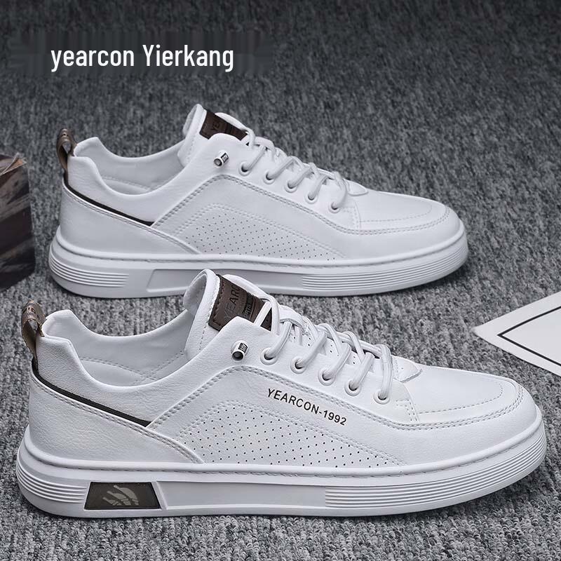 Erke Men s Casual Breathable White Sneakers 40