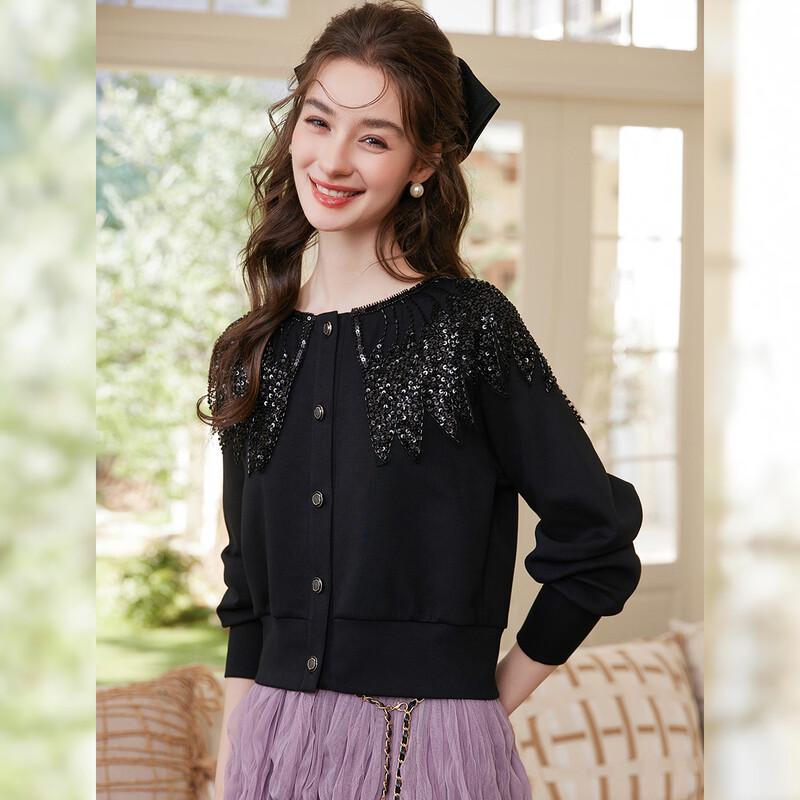 Elegant Sequin Knit Cardigan Shawl