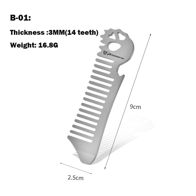 Pure Titanium Comb Multi-function Corkscrew Crowbar Pendant MINI Portable Super Light Outdoor EDC Self-defense Tool Small Access