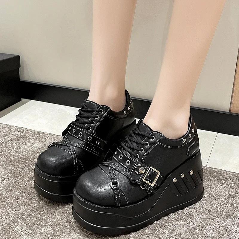 Mode Punk Gothic Pumps Damen 2025 Neue Dicke Sohle Marke Plateau Mary Jane Schuhe Keilabsatz Hohe Absätze Party Cosplay Designer Lolita Schuhe