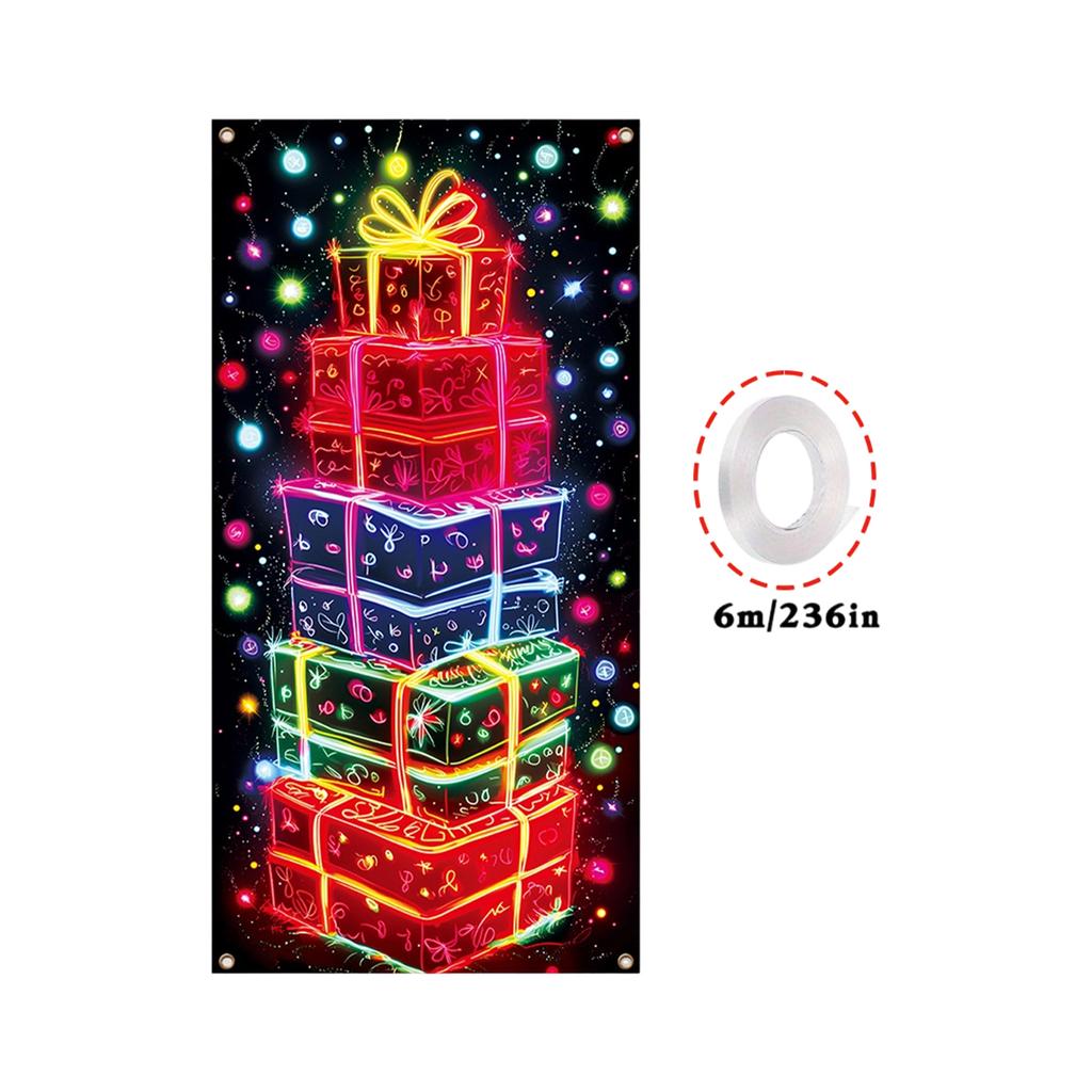 Christmas UV Fluorescent Door Banner/cover Background/holiday Party Decoration/Christmas Decorative Hanging Cloth