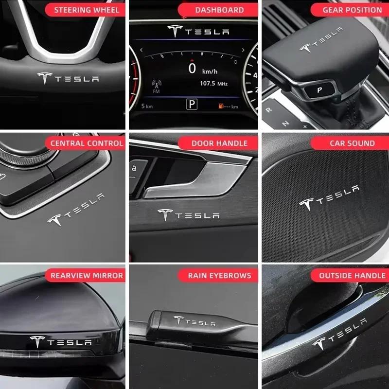 Autoaufkleber Tesla 3D Metall Auto Kreative Aufkleber Wasserdicht Schmutzabweisend Aufkleber Für Tesla Model 3 Model S X Model Y Roadster Spac