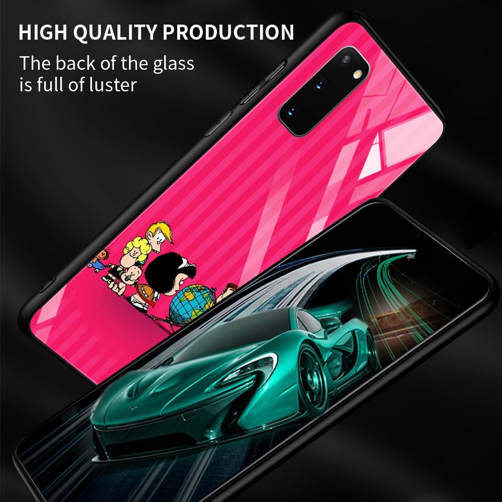 Anime Cute Mafalda Tempered Glass Case For Samsung Galaxy S21 S20 Ultra S10 Plus Lite S20fe 5g S10e S9 S8 Bumper Cover Funda