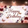 Birthday Celebration Banner Red Butterfly Background Banner Butterfly Birthday Event Banner For Family Gathering Birthday